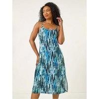 Roman Petite Strappy Abstract Shift Midi Dress 16 female
