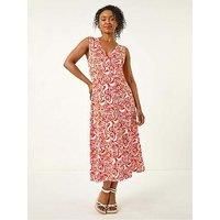 Roman Petite Abstract Print Wrap Midi Dress 8 female