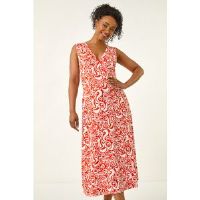 Roman Petite Abstract Print Wrap Midi Dress 12 female