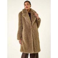 Roman Women's Premium Faux Fur Coat in Brown | Size: 16