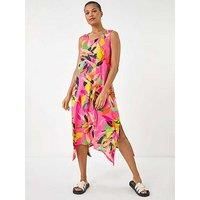 Border Stripe Print Hanky Hem Swing Dress - Ladies Roman Originals Women