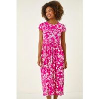 Roman Floral Print Midi Stretch Dress 10 female