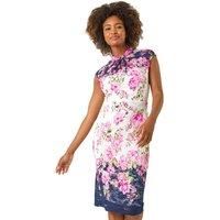 Roman Floral Lace Twist Neck Keyhole Dress 18 female