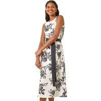 Roman Monochrome Printed Satin Midi Dress 14 female