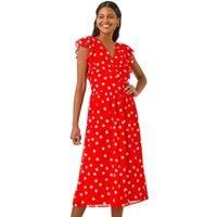 Roman Spot Frill Fit & Flare Dress 14 female