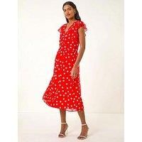 Roman Spot Frill Fit & Flare Dress 12 female