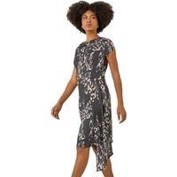 Roman Abstract Wrap Tie Dress 18 female