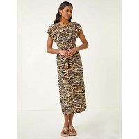 Roman Animal Print Twist Midi Dress 16 female