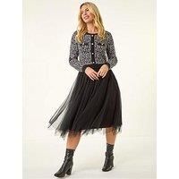 Roman Petite Animal Knitted Mesh Dress 10 female