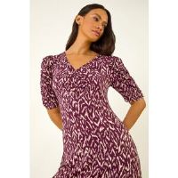 Dusk Abstract Print Front Ruched Dress 18 female