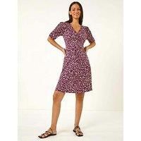 Dusk Abstract Print Front Ruched Dress 10 female