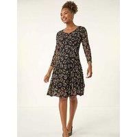 Roman Geo Print Lace Stretch Dress 14 female