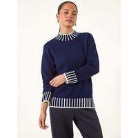 Roman Petite Contrast Detail Knit Jumper For Women UK - Ladies Autumn Winter