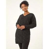 Roman Petite Sparkle V-Neck Knit Jumper 18 female