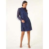 Dusk All Over Fringe Shift Dress 14 female
