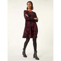 Roman Floral Print Stretch Swing Dress 14 female