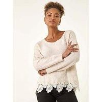 Roman Floral Lace Trim Knit Jumper 20 female