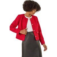 Collarless Cropped Boucle Jacket For Women UK - Ladies Roman Originals