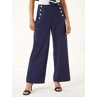 Roman Petite Button Detail Wide Leg Trouser 14 female