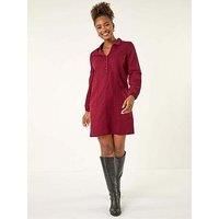 Roman Women's Collared Shift Shirt Dress in Wine | Size: 12