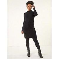 Roman Women's Petite Knitted Midi Dress in Black | Size: 12
