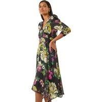 Roman Floral Print Chiffon Midi Dress 16 female