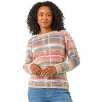 Roman Women's Petite Check Knit Jumper in Blue | Size: 16