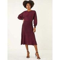 Roman Originals Shimmer Pleated Knit Midi Dress Women UK - Ladies Autumn Winter