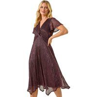 Roman Petite Shimmer Twist Front Midi Dress 18 female