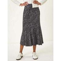 Roman Women's Animal Print Panelled Skirt in Grey | Size: 20