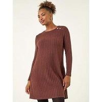 Roman Textured Ribbed Swing Dress - Chocolate