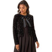 Roman Sequin Bow Front Jacket 10 female