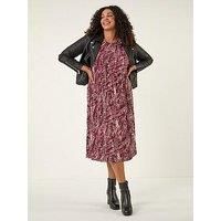 Roman Curve Spot Print Stretch Midi Dress 18 female