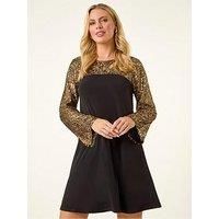 Roman Petite Contrast Sequin Stretch Dress For Women UK - Ladies Autumn Winter