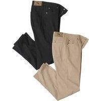 Atlas For Men Mens Twill Trousers (Pack of 2) / 48R Beige/Black AF2107
