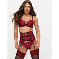 Ann Summers Endless Attraction Padded Plunge Bra – Underwired Bra with Floral Embroidery & Gold Hardware – Sculpting Women’s Underwear – Bold & Supportive Womens Lingerie (Black/Red)