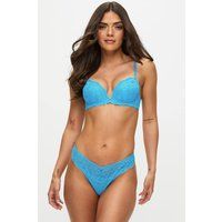 Ann Summers Sexy Lace Thong Low-Rise Womens Underwear, Mesh Back, Delicate Floral Lace & Centre Charm, Cotton Gusset – Stylish and Comfortable G String for Minimal Lines Aqua - Womens Lingerie