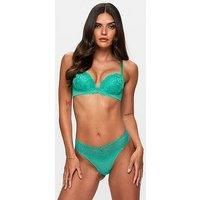 Ann Summers Sexy Lace Thong Low-Rise Womens Underwear, Mesh Back, Delicate Floral Lace & Centre Charm, Cotton Gusset – Stylish and Comfortable G String for Minimal Lines Bright Green - Womens Lingerie