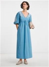 JD WILLIAMS Embroidered Puff Sleeve Dress 18