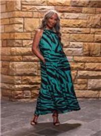 JD WILLIAMS Herringbone Fabric Halter Maxi Dress 30