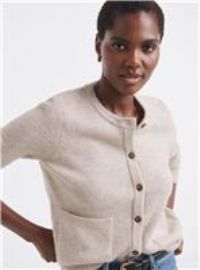 JD WILLIAMS Sponge Crew Neck Cardigan Oatmeal 28-30