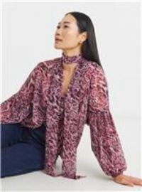 JD WILLIAMS Georgette Collarless Tie Detail Blouse 18