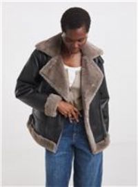 JD WILLIAMS Contrast Faux Fur Lined Aviator Jacket 20