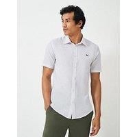 Crew Clothing Short Sleeve Linen Shirt - White
