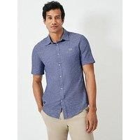 Crew Clothing Linen Short Sleeve Shirt - Blue