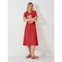 Crew Clothing Ava Linen-Blend Shirt Dress - Red