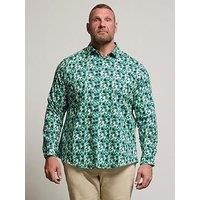 Badrhino Geo Print Long Sleeve Shirt - White