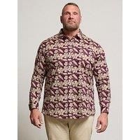 BadRhino Tailoring Big & Tall Red Premium Leaf Print Long Sleeve Shirt - Men/'s - Plus Size Curve