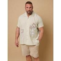 BadRhino Big & Tall Brown Floral Embroidered Shirt - Men/'s - Plus Size Curve