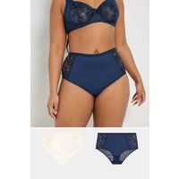 Yours Curve Women's Plus Size 2 Pack Embroidered Full Briefs